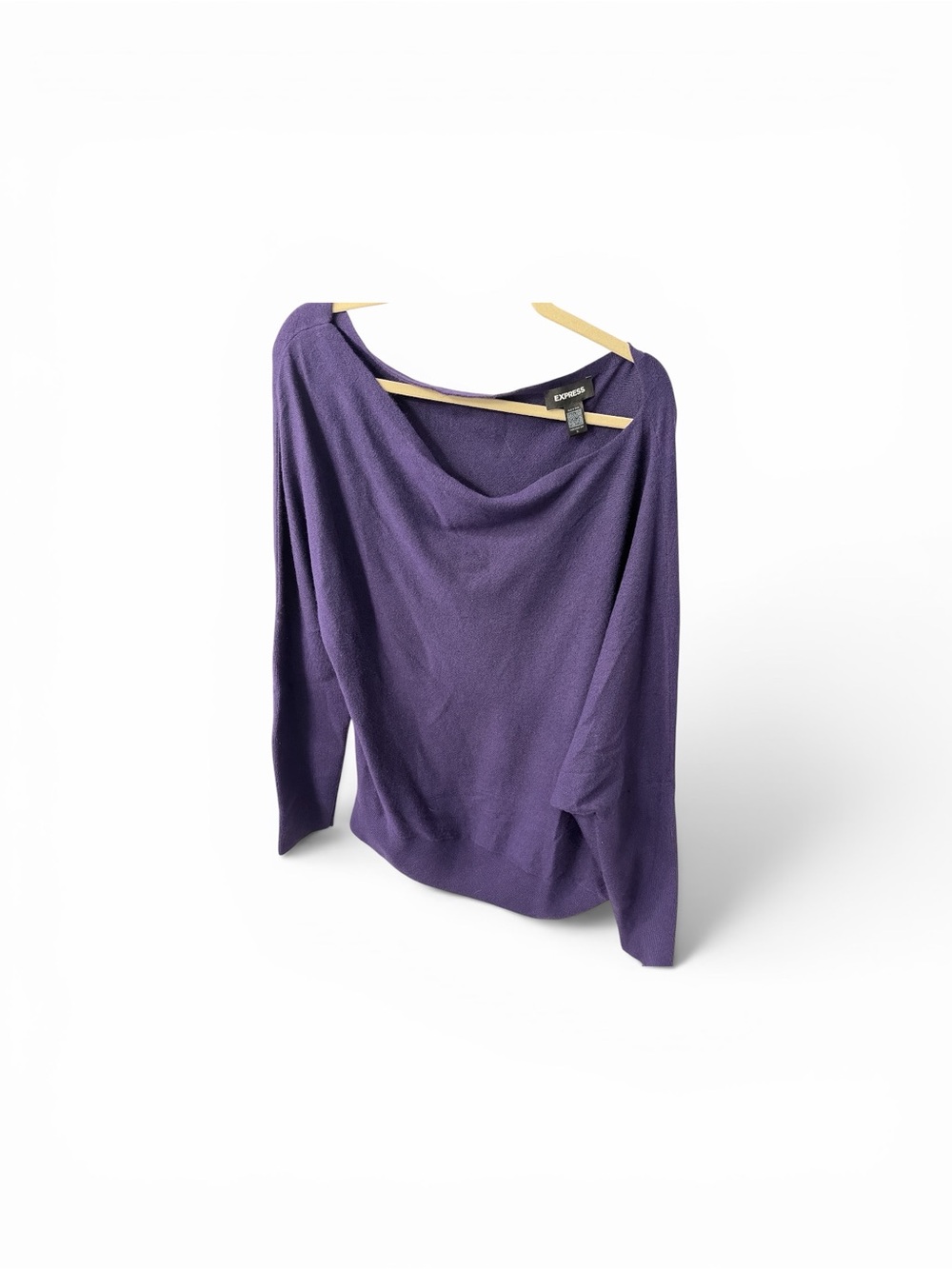 Express Deep Purple Knit Top with Cowl Neck